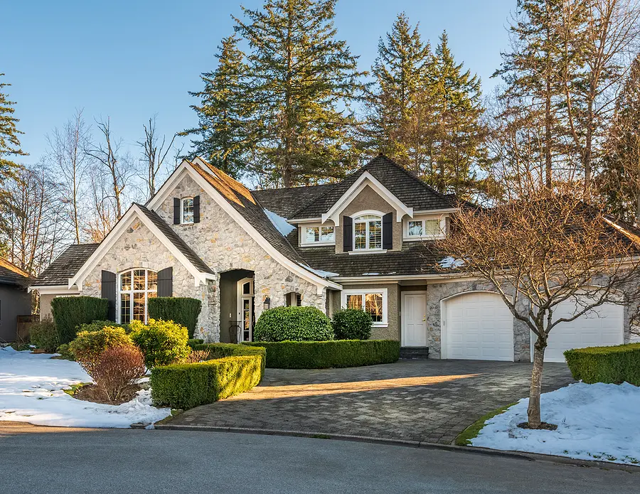 Snow covered asphalt shingle roof